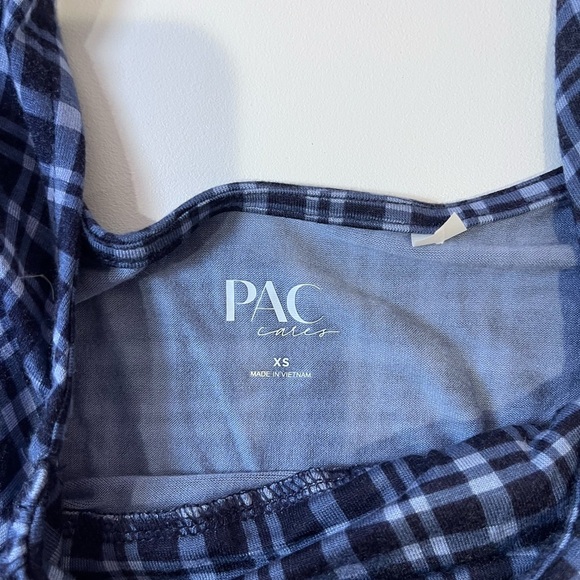 y2k navy blue & white plaid gingham milkmaid crop top - Picture 5 of 8